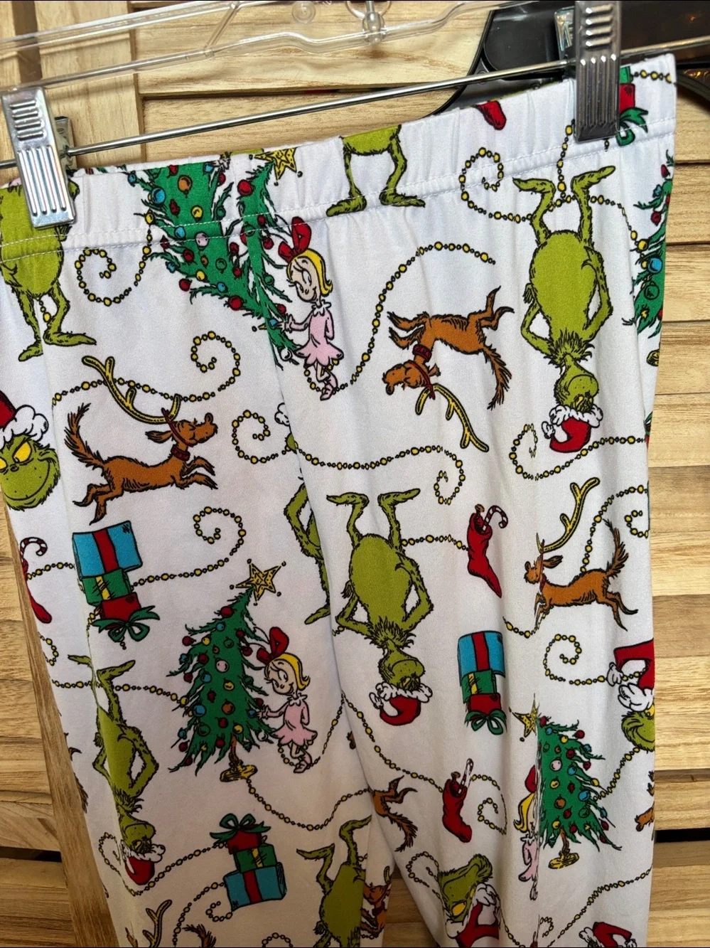 Kids Grinch Christmas Pajama Bottoms- White & Green 12